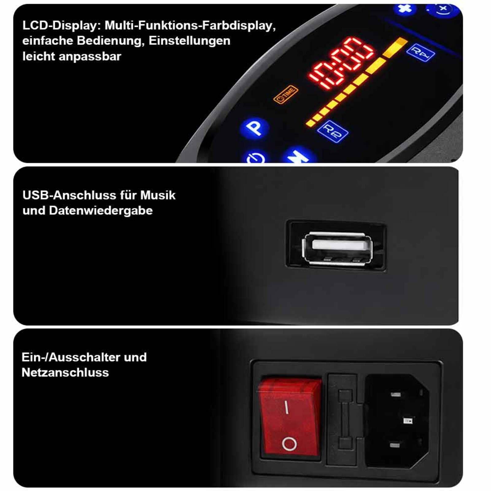 Vibrationsplatte,Fitnessgerät für Zuhause mit 120 Geschwindigkeitsstufen, Vibrationsboard mit Widerstandsbändern und LCD-Display für Ganzkörpertraining und Massage