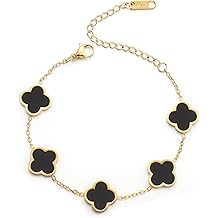 18K Or Plaqu&eacute; Tr&egrave;fle Lucky Bracelet pour Femmes Blanc/Noir/Rouge/Vert Fleur Quatre Feuille Lien Bracelets Trendy Bijoux Cadeaux pour Femmes