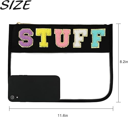 Miniatura 3 de Bolsa de felpilla plana transparente bolsas multiusos de PVC y nailon bolsa de maquillaje de viaje con cremallera para mujeres y niños bolsas