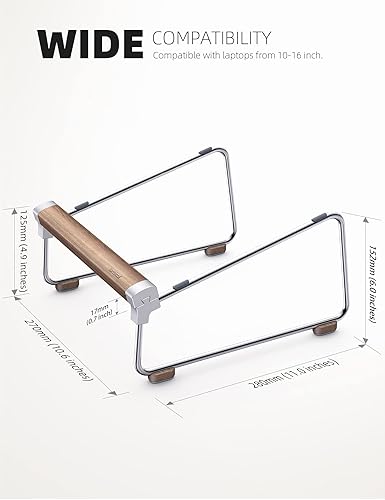 Miniatura 5 de Lamicall - Soporte de madera para laptop para escritorio soporte de aluminio desmontable para laptop soporte ergonómico para MacBook Air MacBook Pro