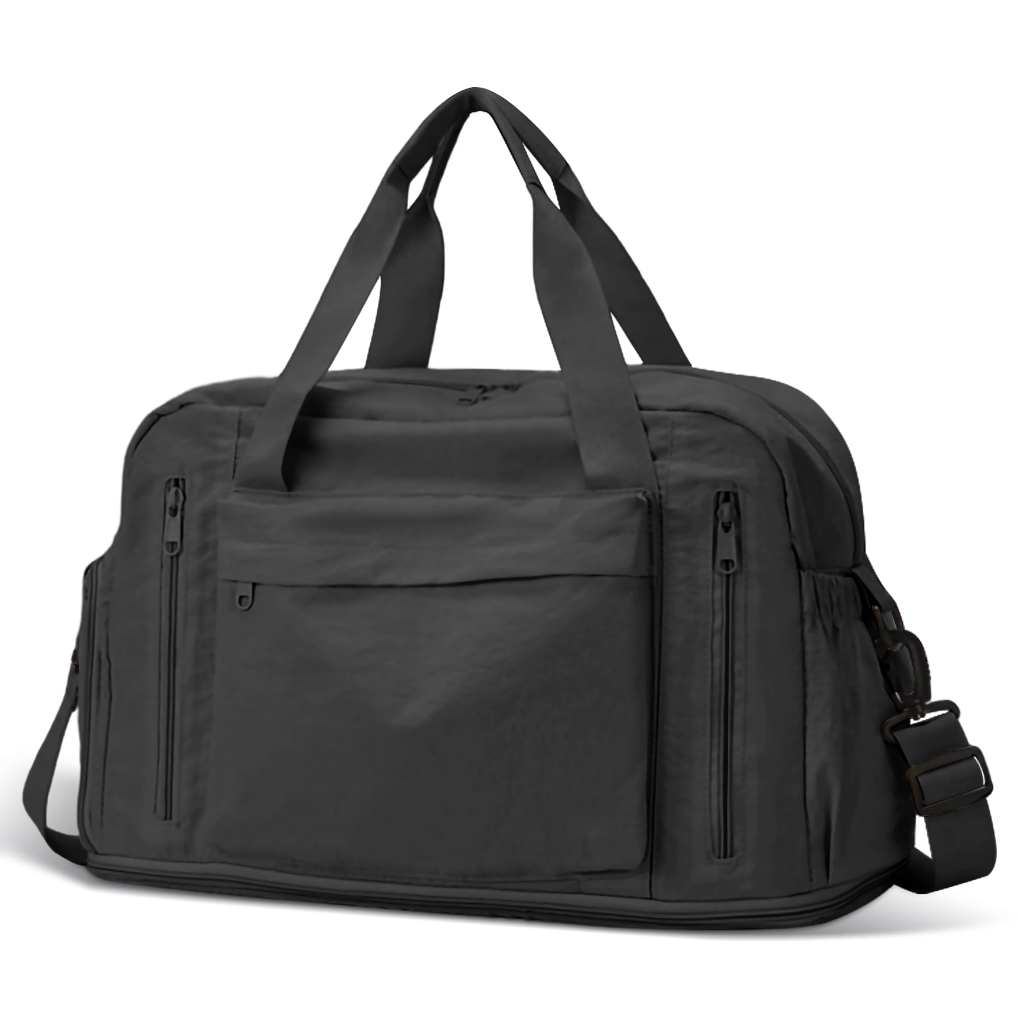 Oeihuivt Weekender Bags for Women - 21 Inch Large Travel Duffel Bag 2-Piece Set with Shoe Compartment, Heavy-Duty Canvas Leather Carry On Overnight Tote