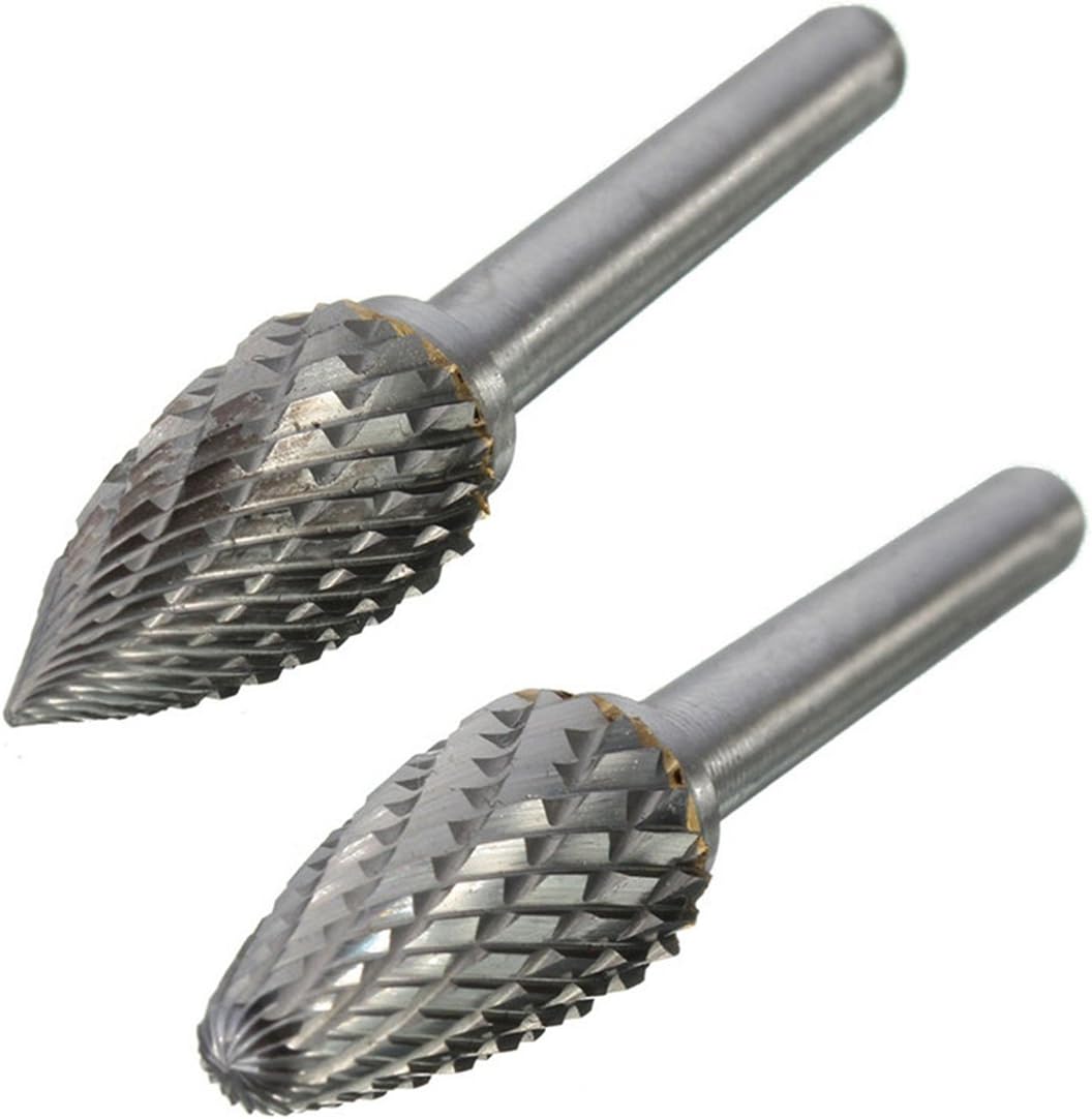 5Pcs 12mm Tungsten Carbide Polishing Rotary Burr Drill Bit Set, Head Rotary Point Burr Drill Carving Bits Set 1/4-Inch Shank Carbide Burrs Die Grinder Cutting Burs Grinder Drill Metal Polishing Tools