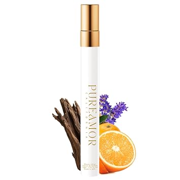 PUREAMOR Pheromones Perfumes Oil Spray - Long Lasting Extrait de Parfum, Fresh Bergamot & Woody Cedarwood Scent, Compliment-Worthy Unisex Pocket Cologne, Travel-Ready Gift, USA Made, 0.41 FL.OZ 12ml