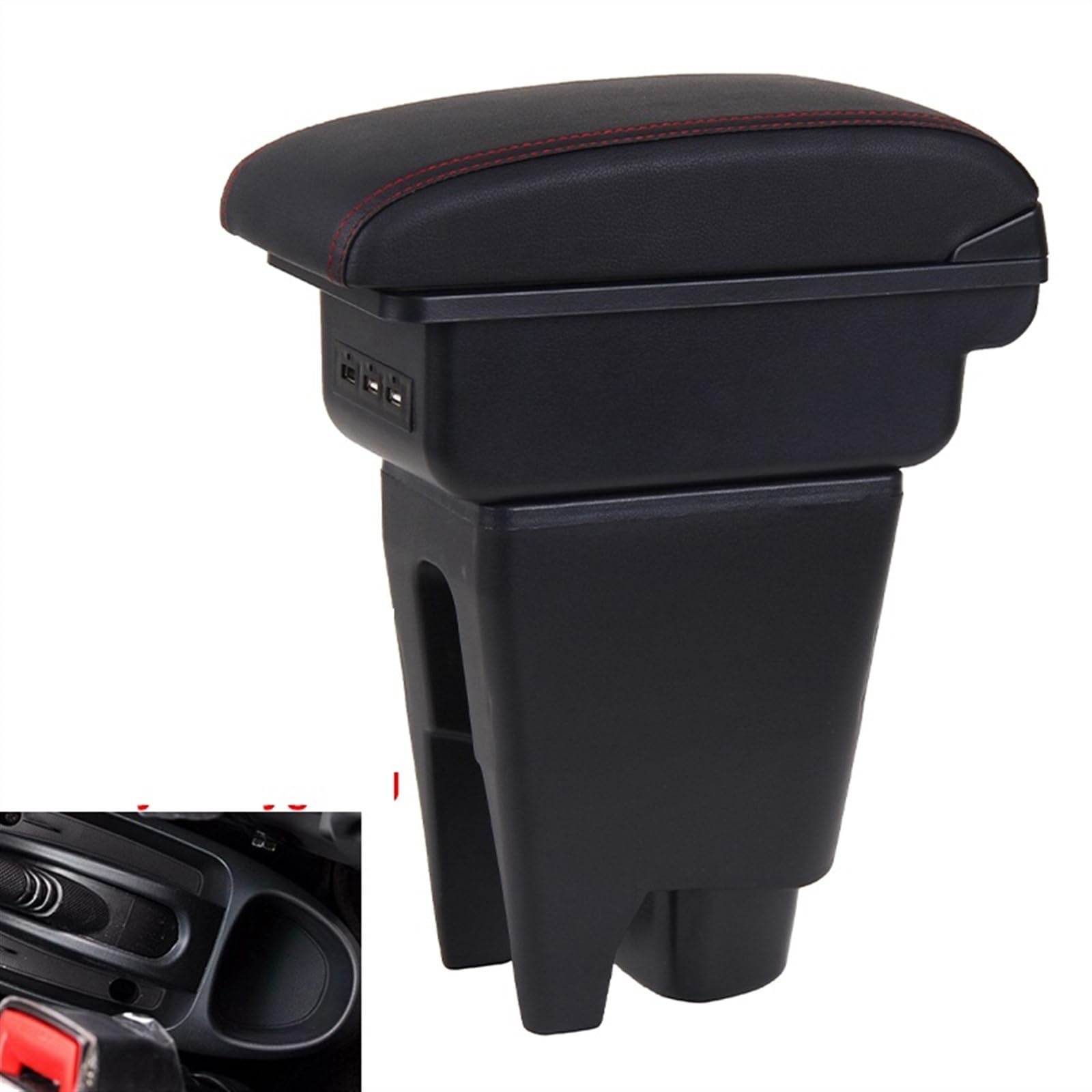 Accoudoir Central Pour Toyota Aygo BJ (2015-2021) Avec Rangement Et Prise USB - Console Rembourrée En Cuir PU