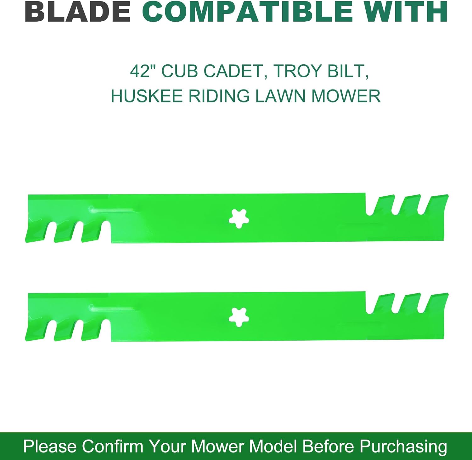 42 Inch Mower Mulching Blades for 134149 138971 Compatible with Crafts man LT2000 LT1000 Pou lan Pro Hus qvarna 42" Deck Riding Lawn Mower Replace 532138971 532134149 138498 5-Point Star (2 Pack)