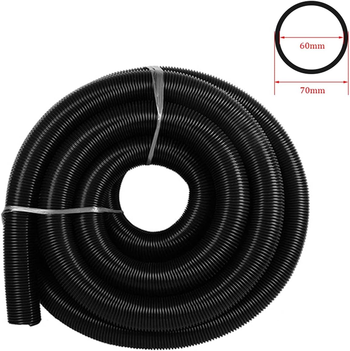Inner 60mm/outer 70mm Vacuum Cleaner Hose Soft Pipe Durable Straws Vacuum Tube General Industrial Vacuum Cleaner Bellows Vacuum cleaner parts(Black-2m (60mm))