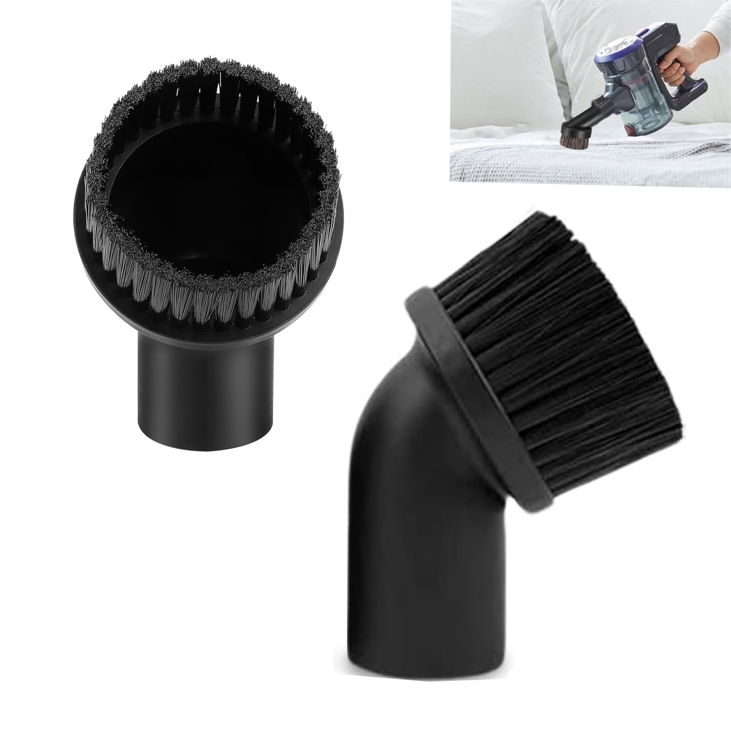 Jfangzhzh Black 2 Pcs Horse Hair Round Brush,35Mm Round Dusting Brush,Brushes For Brush Head,Vacuum Cleaner Accessories Replacement,Round Horse Hair Dusting Suction Nozzle Cleaner Dust Brush Tool