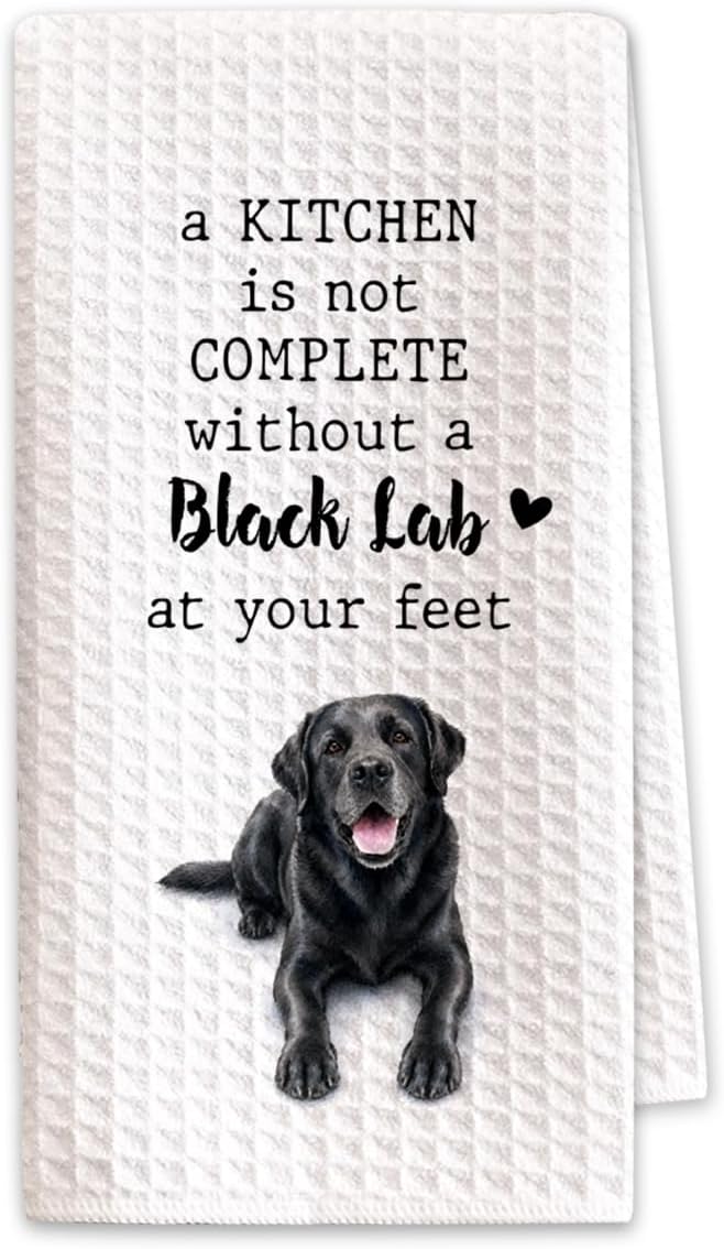 Black Lab Kitchen Towel, Funny Labrador Dog Lover Decor