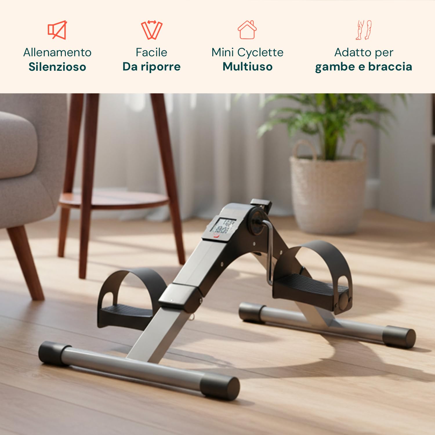 Avilia Mini Vélo d'appartement Compact avec Écran LCD pour Entraînement des Jambes et des Bras