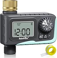 RainPoint Outdoor Sprinkler Timer: Programmable Metal Hose Faucet Water Timer with Rain Delay, Leak-Proof Brass Inlet