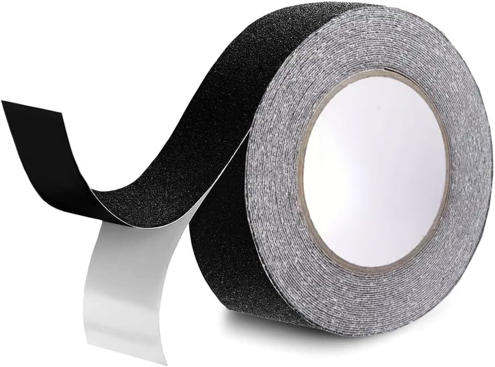 AceFox Stair Anti Slip Traction Tape, Non-Skid Step Tape, Safety Tread Step for Kids, Elders & Dogs, Strong Abrasive Adhesive, Suitable for Indoor & Outdoor (2" × 30ft, Black)