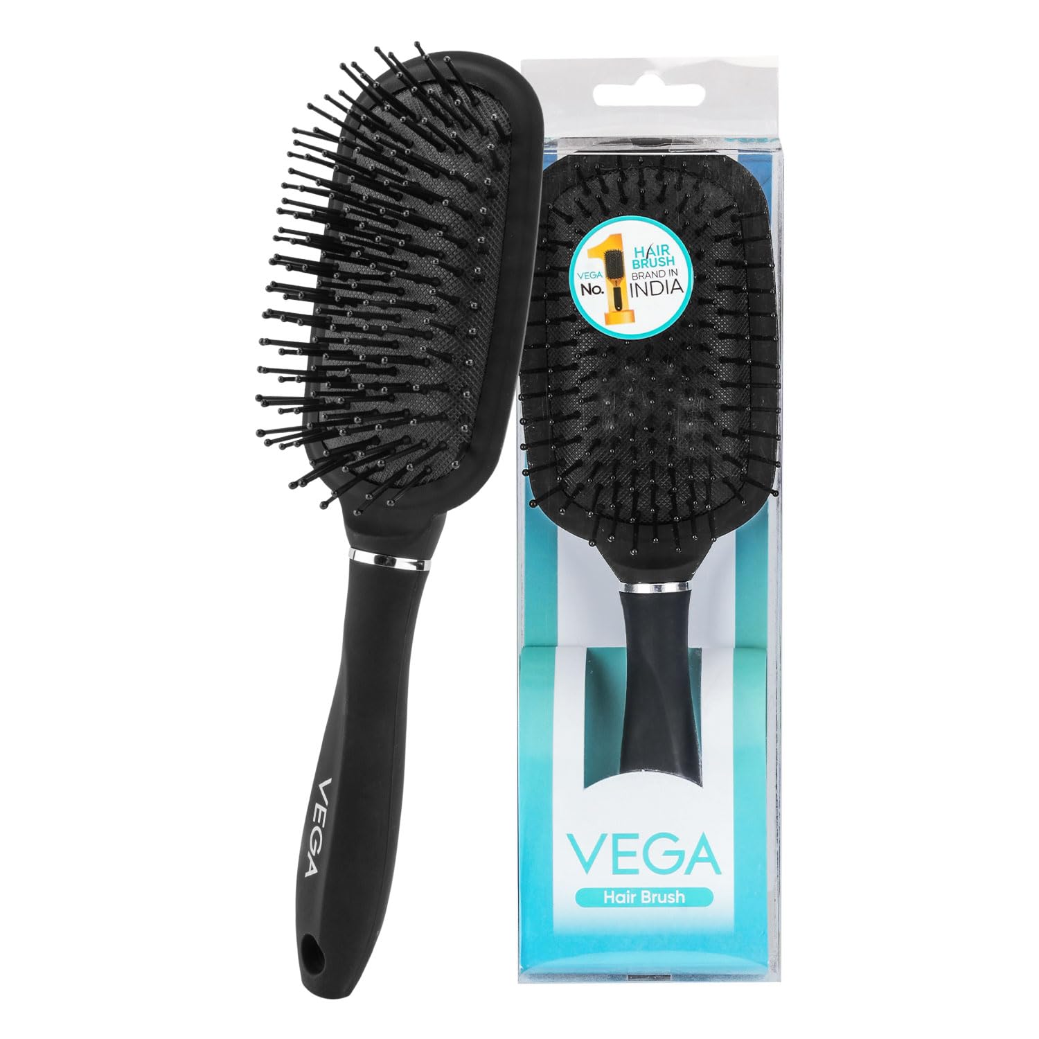 VEGA Detangling Paddle Brush for Women & Men Smooth Hair, Black