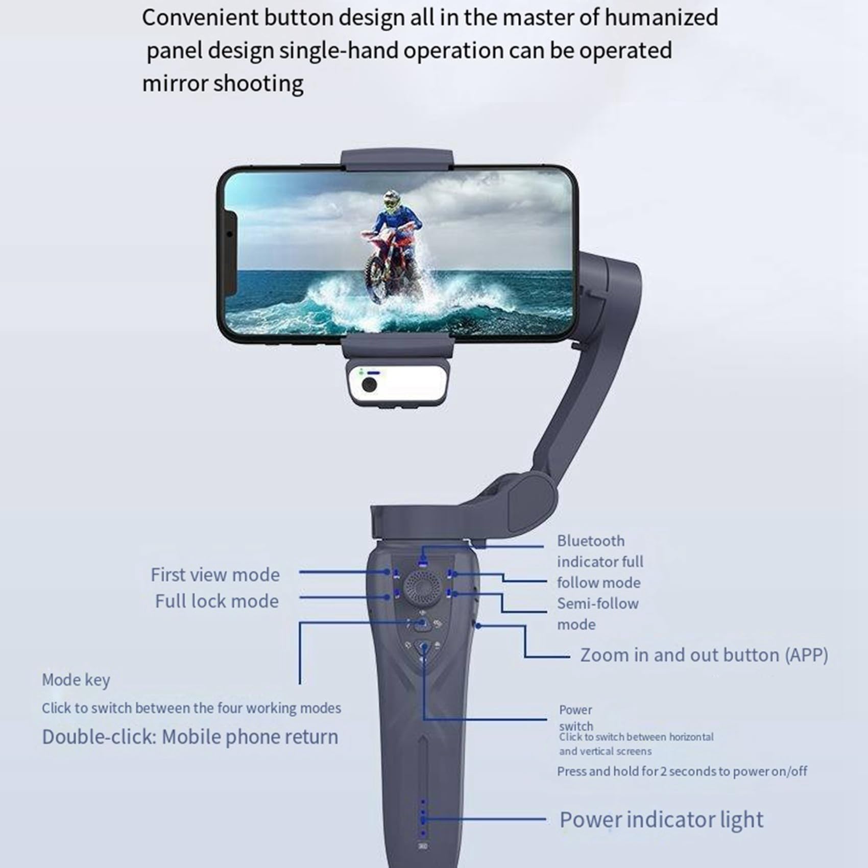F12 CardáN de Mano de 3 Ejes Estabilizador para TeléFono Inteligente Selfie para TeléFono Vlog GrabacióN de Video AntivibracióN