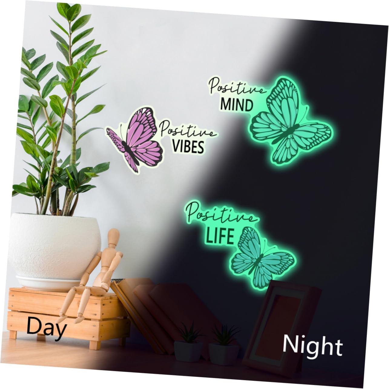 SHINEOFI 10 Set Adesivo da parete luminoso decorazioni buio adesivi a parete Arredamento da parete per decalcomanie adesive da parete decalcomanie di farfalle adesivi luminosi pvc