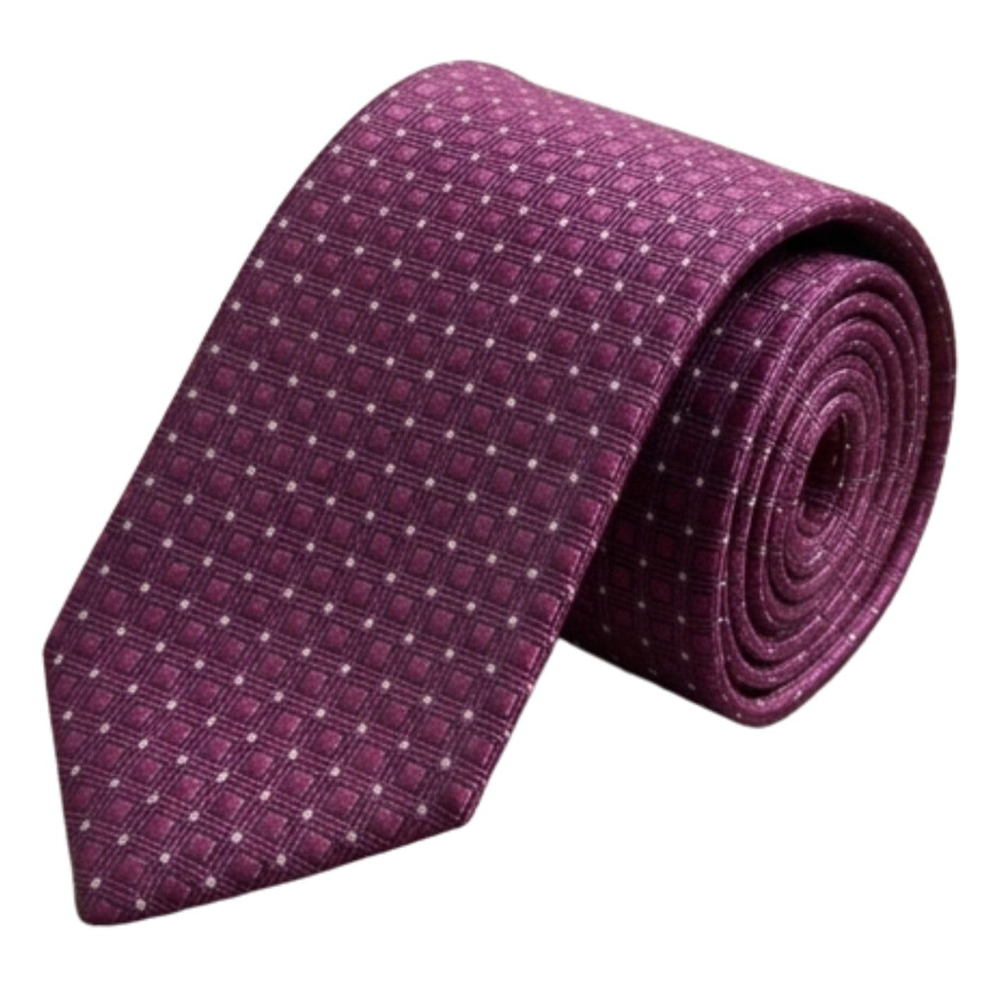 Men's Burgundy Geometric Necktie and Pocket Square Set – Premium Woven Silk Feel Tie with Matching Handkerchief, Elegant Wine Purple Business Tie for Wedding, Office, Formal Events-image-33