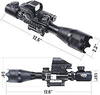 Vista 4 de UUQ 4-16x50 Alcance táctico de rifle rojo/verde iluminado buscador de retícula W/mira láser y vista de punto reflejo holográfico