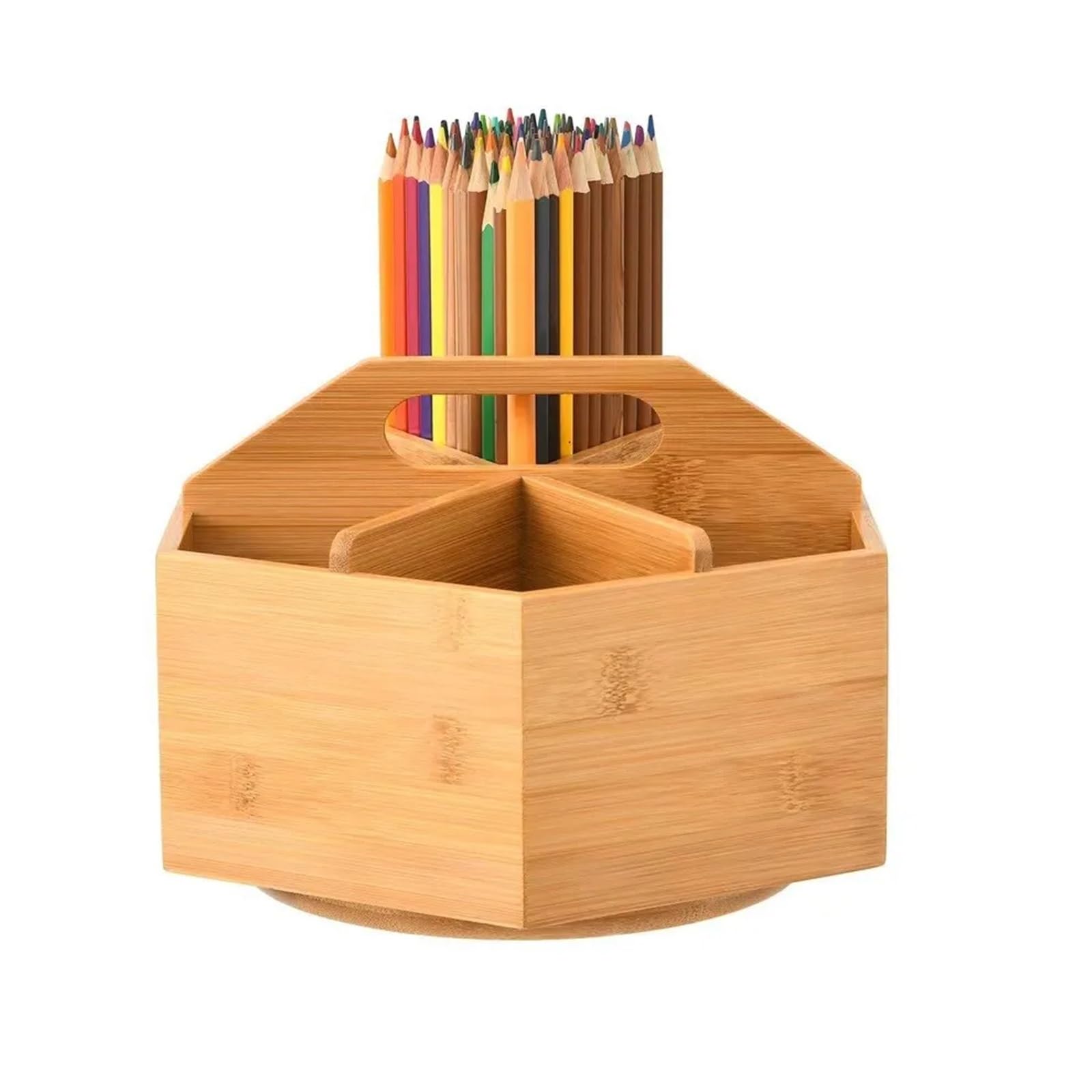 LPACXBYD Bamboo Pen Holder Real Wood Grid Storage Box Desktop Organizer for Remote Controls Pens And Cosmetics