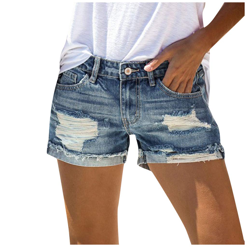 Zilosconcy Pantalón Corto Mujer Vaquero Verano Pantalones Cortos de Mezclilla Casuales con Bolsillo Bermudas de Trabajo Mezclilla Shorts Pantalone Corto Rasgados Desgastados con Borlas Algodón