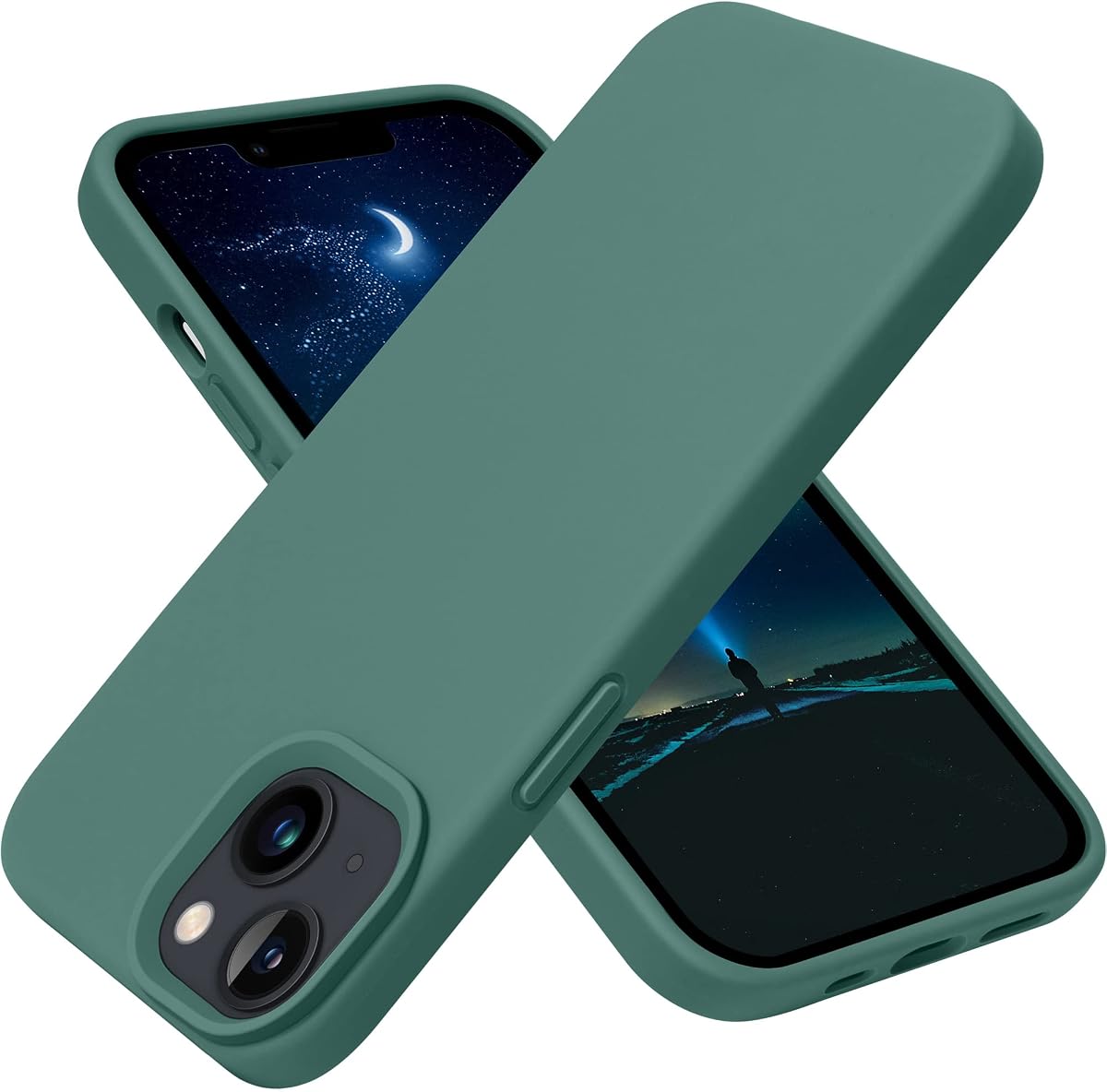 OTOFLY Diseñado para iPhone 13, funda de silicona a prueba de golpes, delgada, delgada, para iPhone 13 de 6,1 pulgadas, color verde medianoche