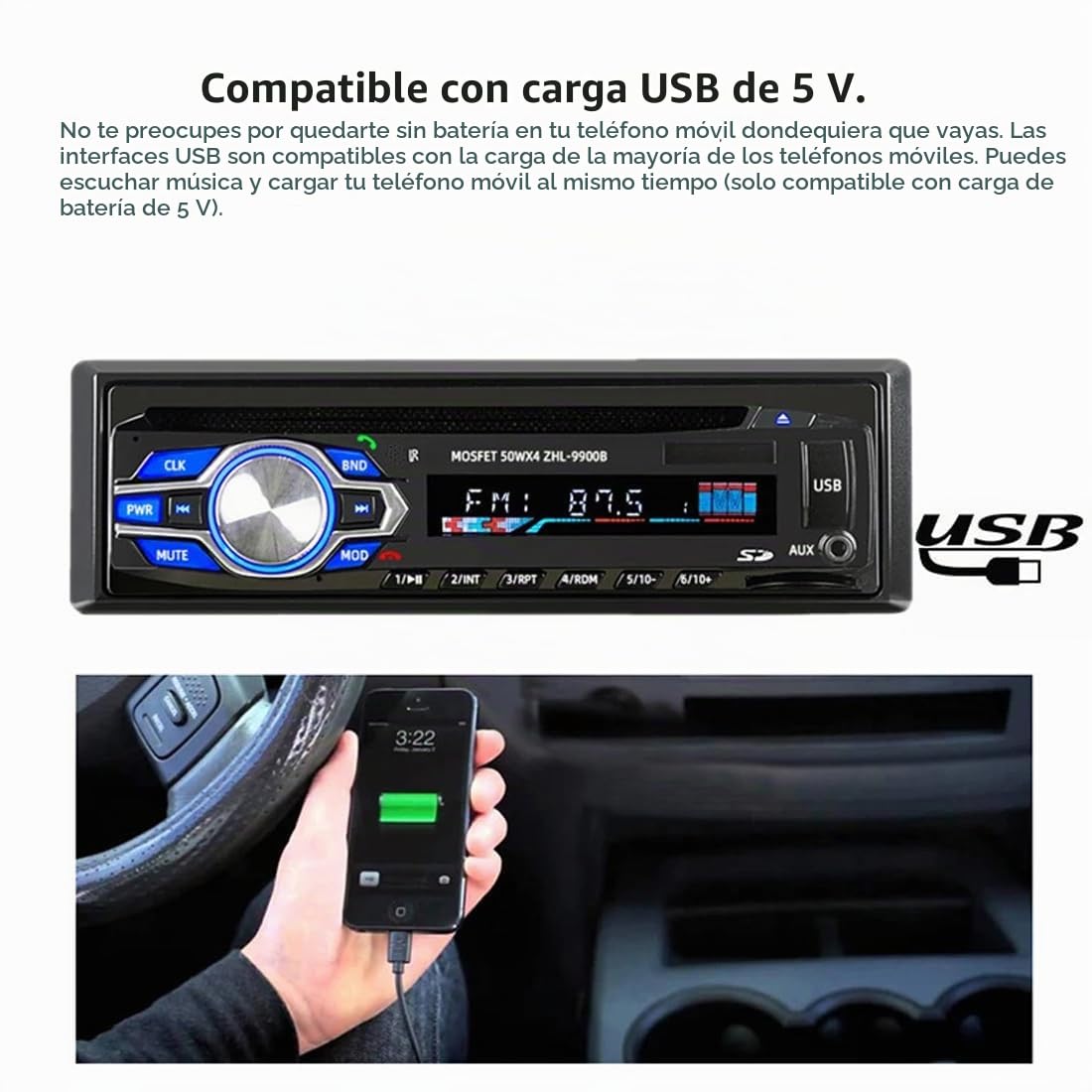 1 DIN 12V Car DVD CD Player Vehículo MP3 Stereo Car Manos Libres Autoradio BT Audio Radio 5014 Car-Styling Control Remoto inalámbrico