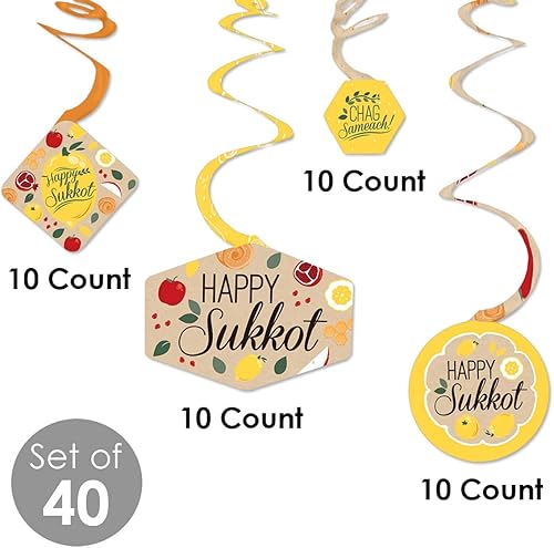 Miniatura 5 de Big Dot of Happiness Sukkot - Decoración colgante judía de Sukkah - Remolinos de decoración de fiesta - Juego de 40