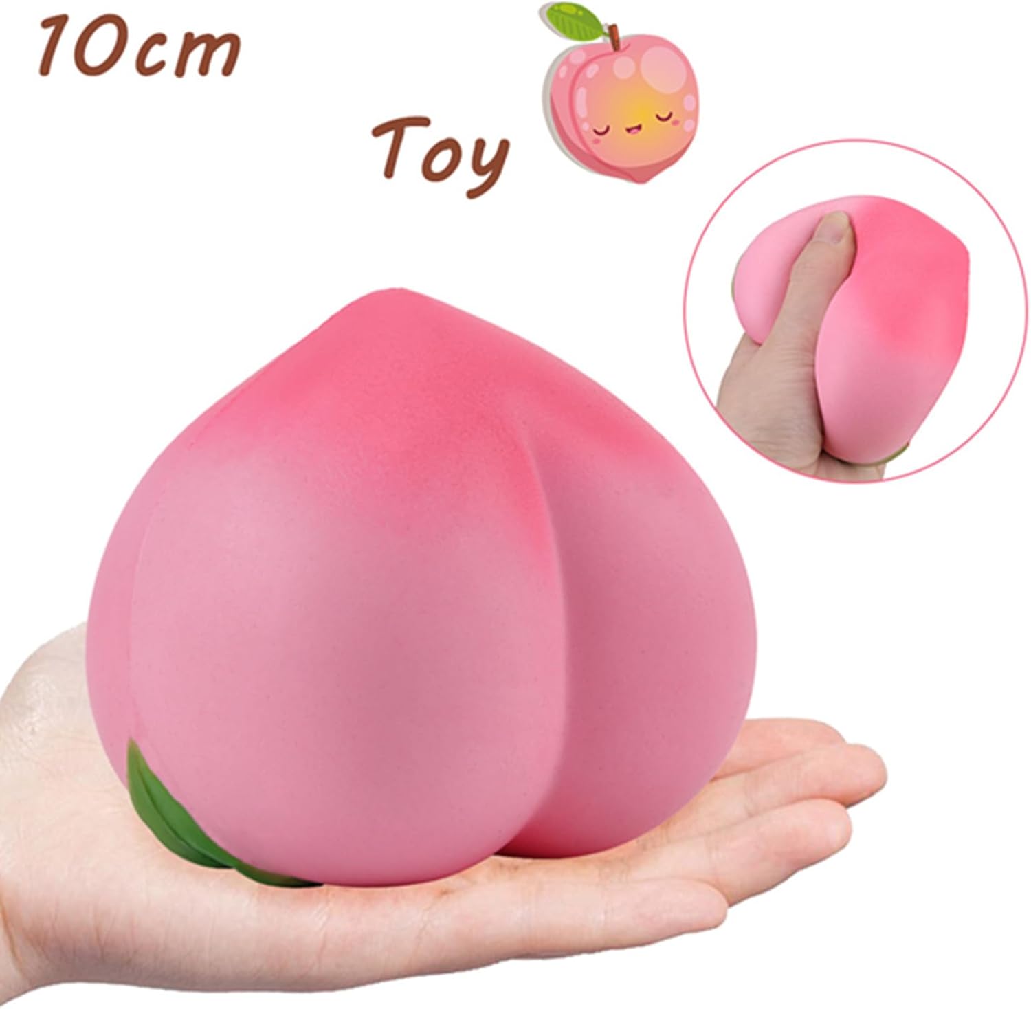 Stress Relief Sensory Scented Peach Fun Squishy Slow Rising Soft Scented Fruit PU Simulation Peach Emoticon Relaxing Anti Anxiety Fidget Birthday Gifts for Kids and Friends