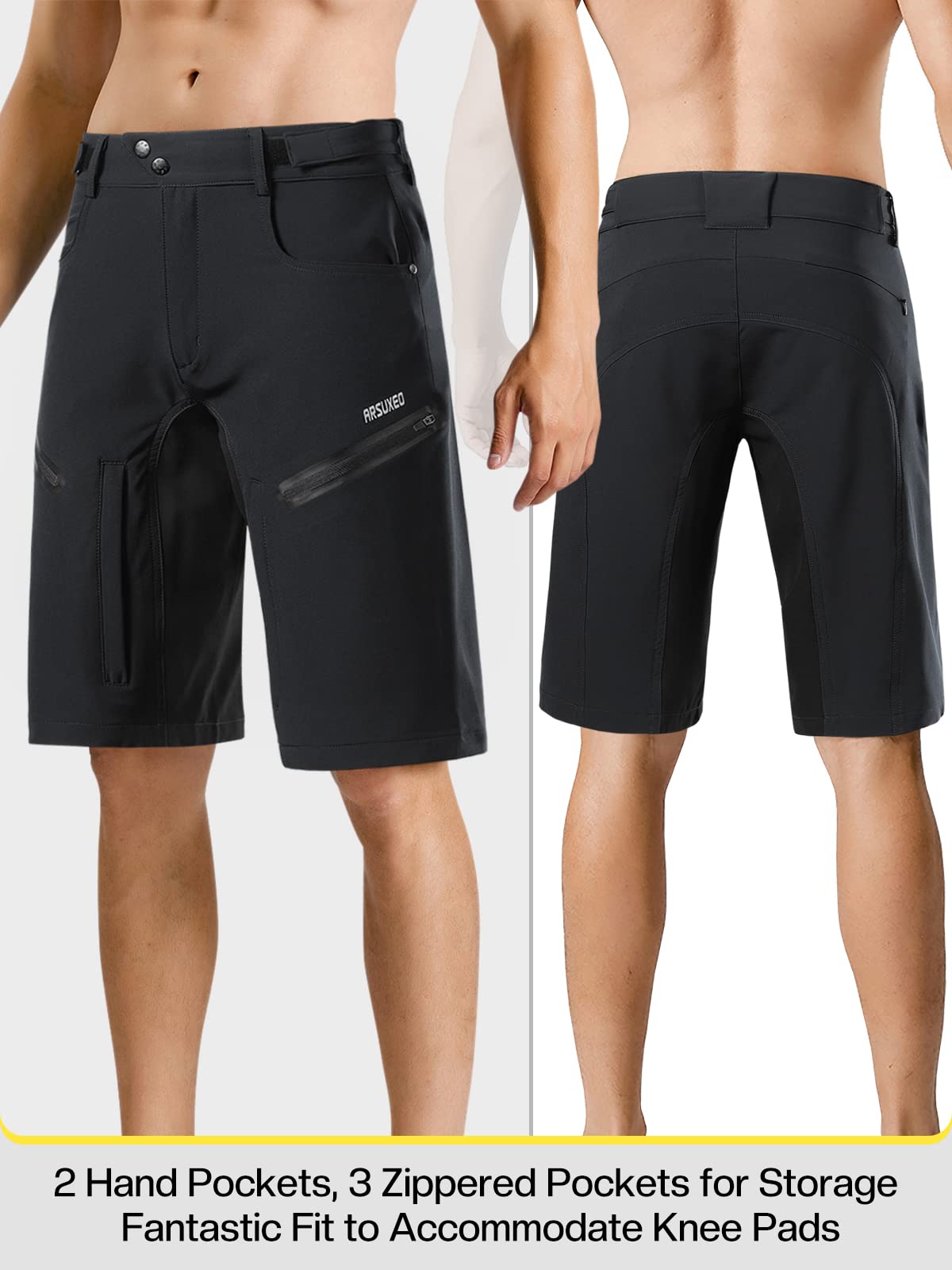ARSUXEO Herren Fahrrad Kurze Hosen Lockere Passform Radhose mit Feuchtigkeitsableitendem Bund 2006