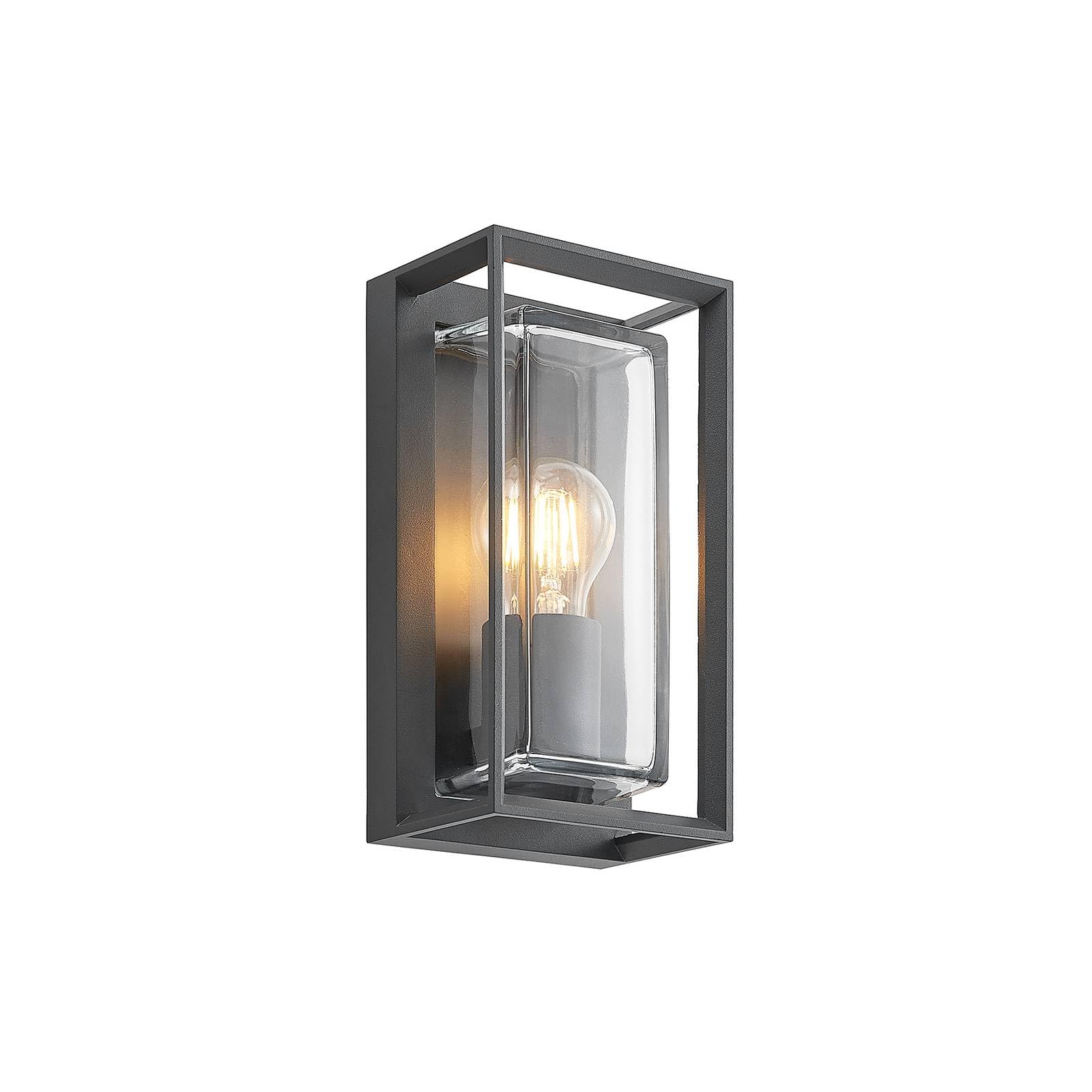 Arcchio Wandlampe außen Aluminium Glas, Wandleuchte aussen Außenleuchte IP65 Außenlampe 1x E27 ohne Leuchtmittel Außenwandleuchten Garten
