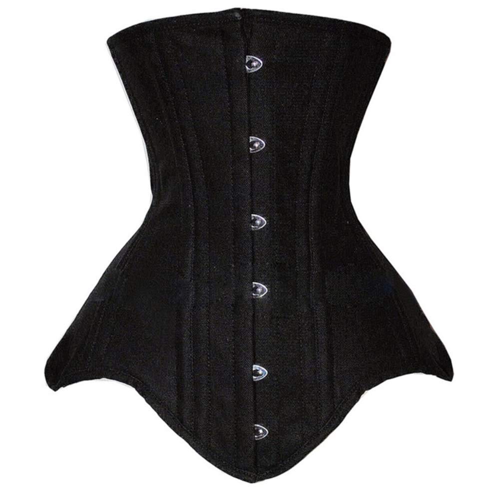 e-girl Corset Taille Acier | Uni, sous poitrine, fermeture busk avant, cordon laçage arrière, baleines acier