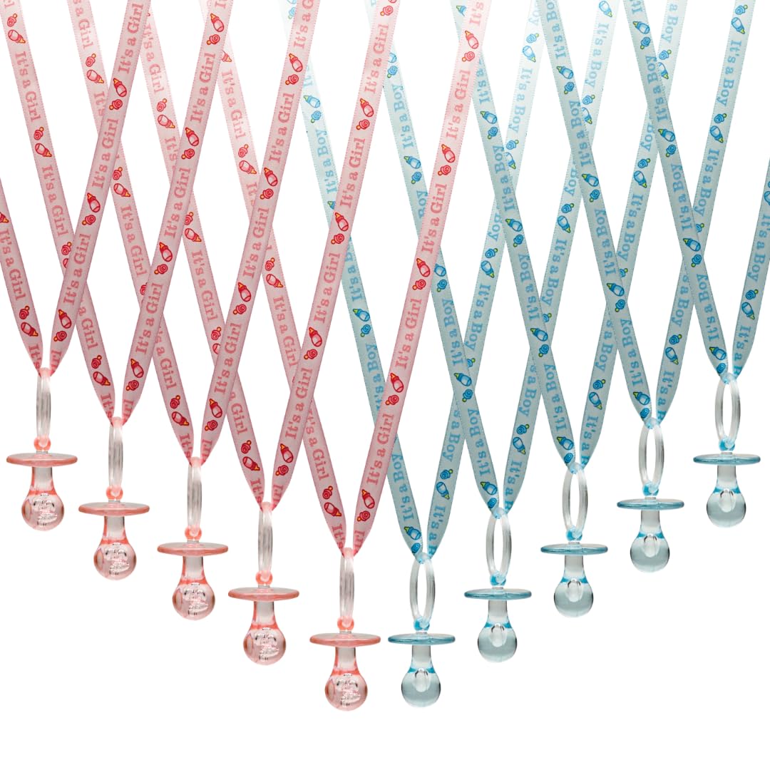 36 Pieces Boy/Girl Baby Shower Pacifiers Necklace Acrylic Baby Party Favors Charm Pacifiers Necklace Baby Shower Party Decorations Table Scatter
