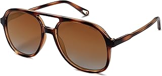 SOJOS Retro Square Polarized Aviator Sunglasses Womens Mens 70s Vintage Double Bridge Sun Glasses SJ2174