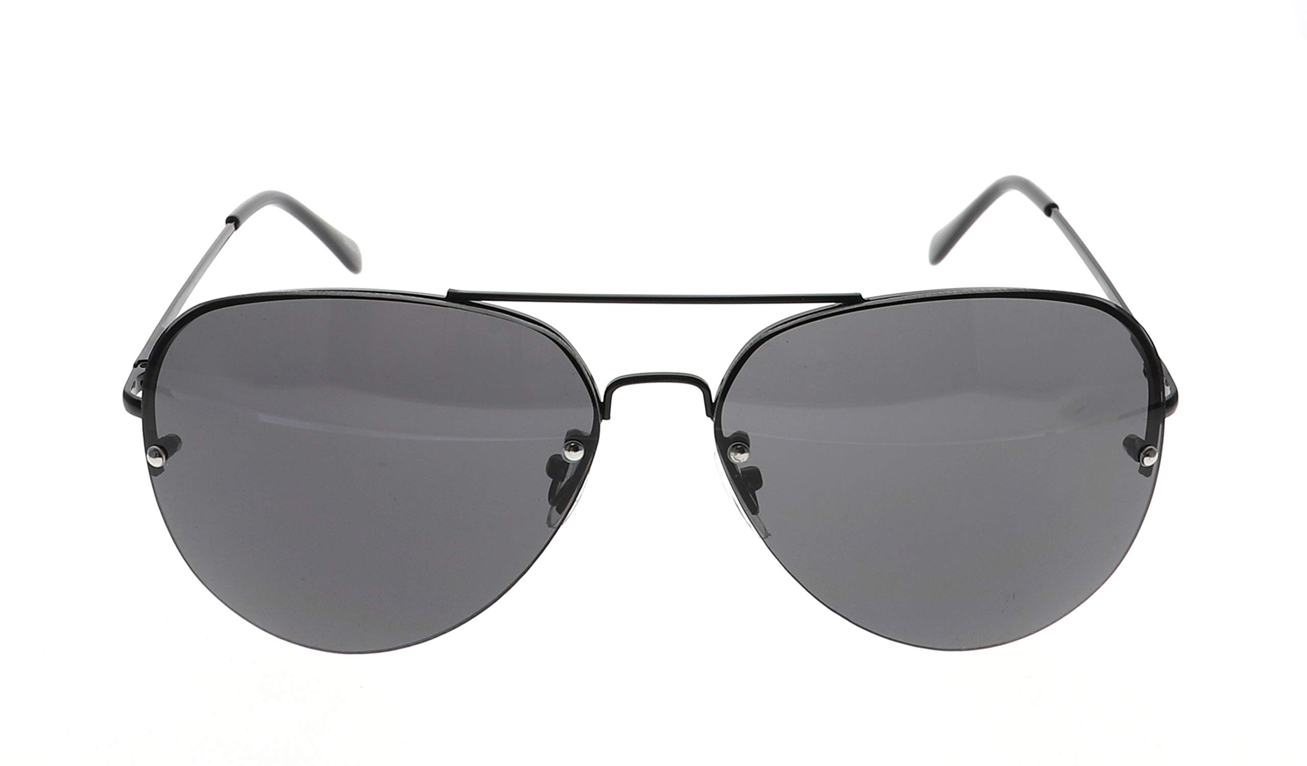 Elite Gradient Oceanic Lens Oversized Rimless Metal Frame Unisex Aviator Sunglasses (Black Frame/Black Lens, 2.5)