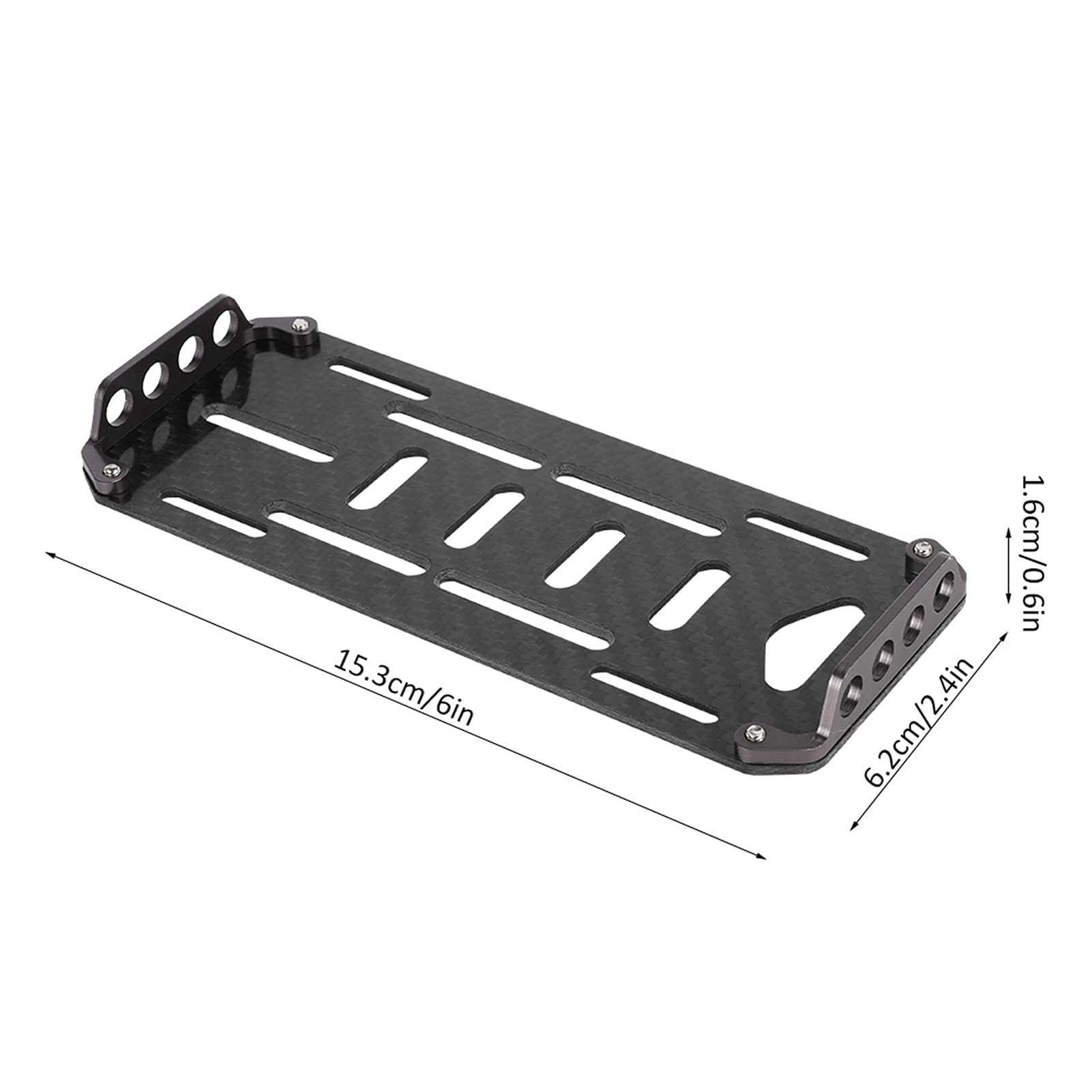 VGEBY1 Support de Batterie, Adaptateur de Plaque de Batterie en Fibre de Carbone à Dégagement Rapide pour Voiture sur Chenilles RC 1/10 RC avec Testeur d'Electricité
