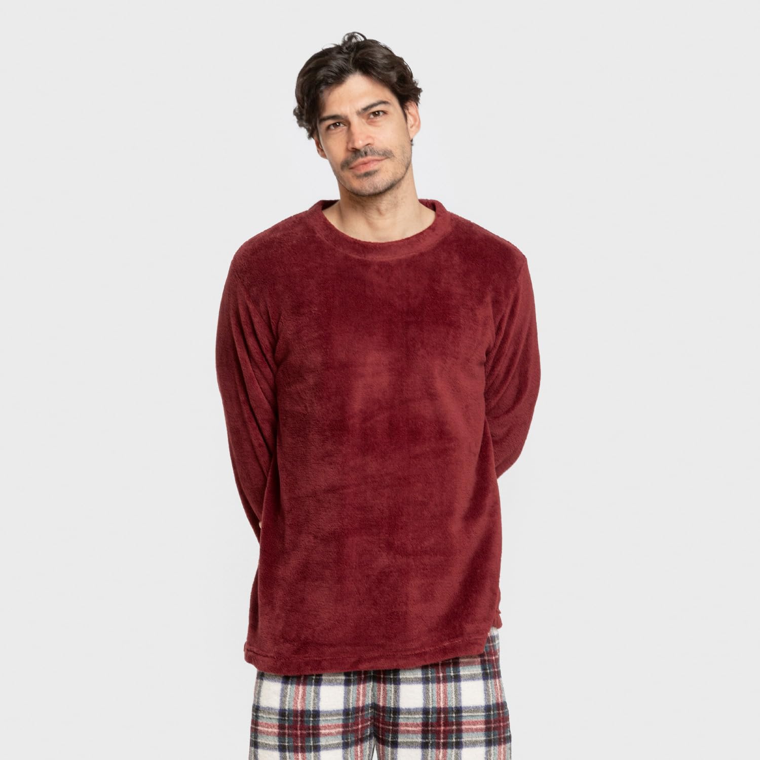 TRAMAS+ Pijama Hombre Invierno Coralina Manga Larga Polar Pantalón Largo Conjunto Cómodo Calentito