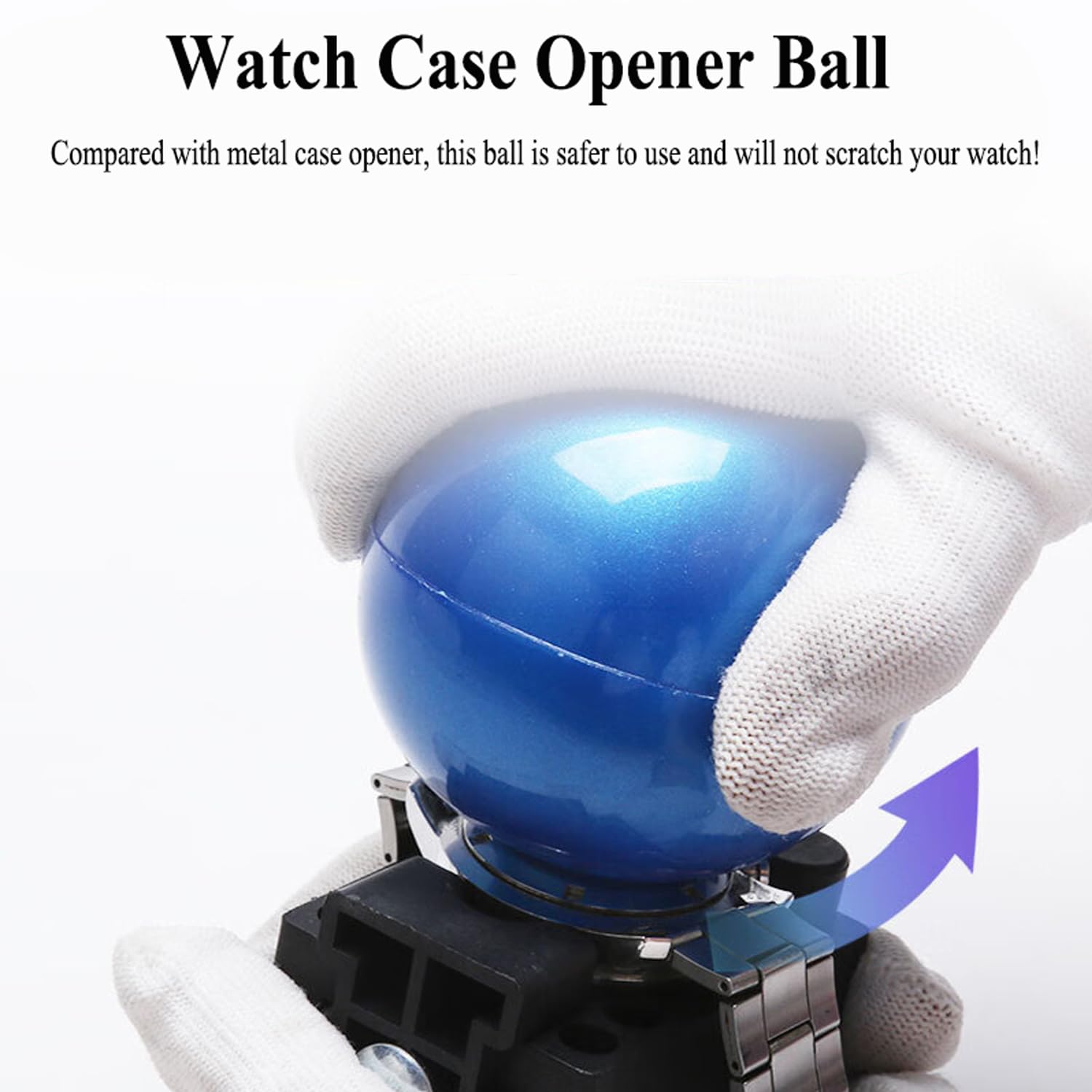 TICFROG Watch Case Opener Rubber Friction Ball Will Not Scratch The Wristwatch Back Cover, Watch Battery Replacement Tool to Open and Close Case Backs Ø70 mm, 4 Colors (Blue)
