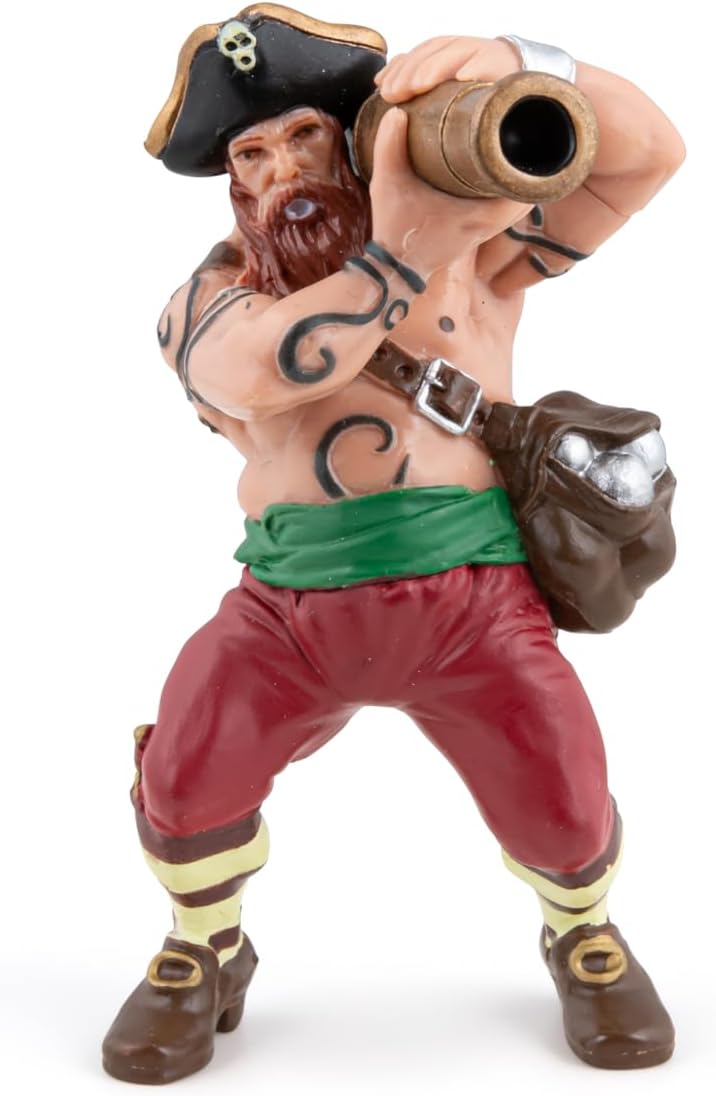 Papo - Realistic Pirate with Cannon Figure - Ages 3+ - Pirates Collection - Creative Play Pirate Adventure - Gift Idea Toy for Girls and Boys