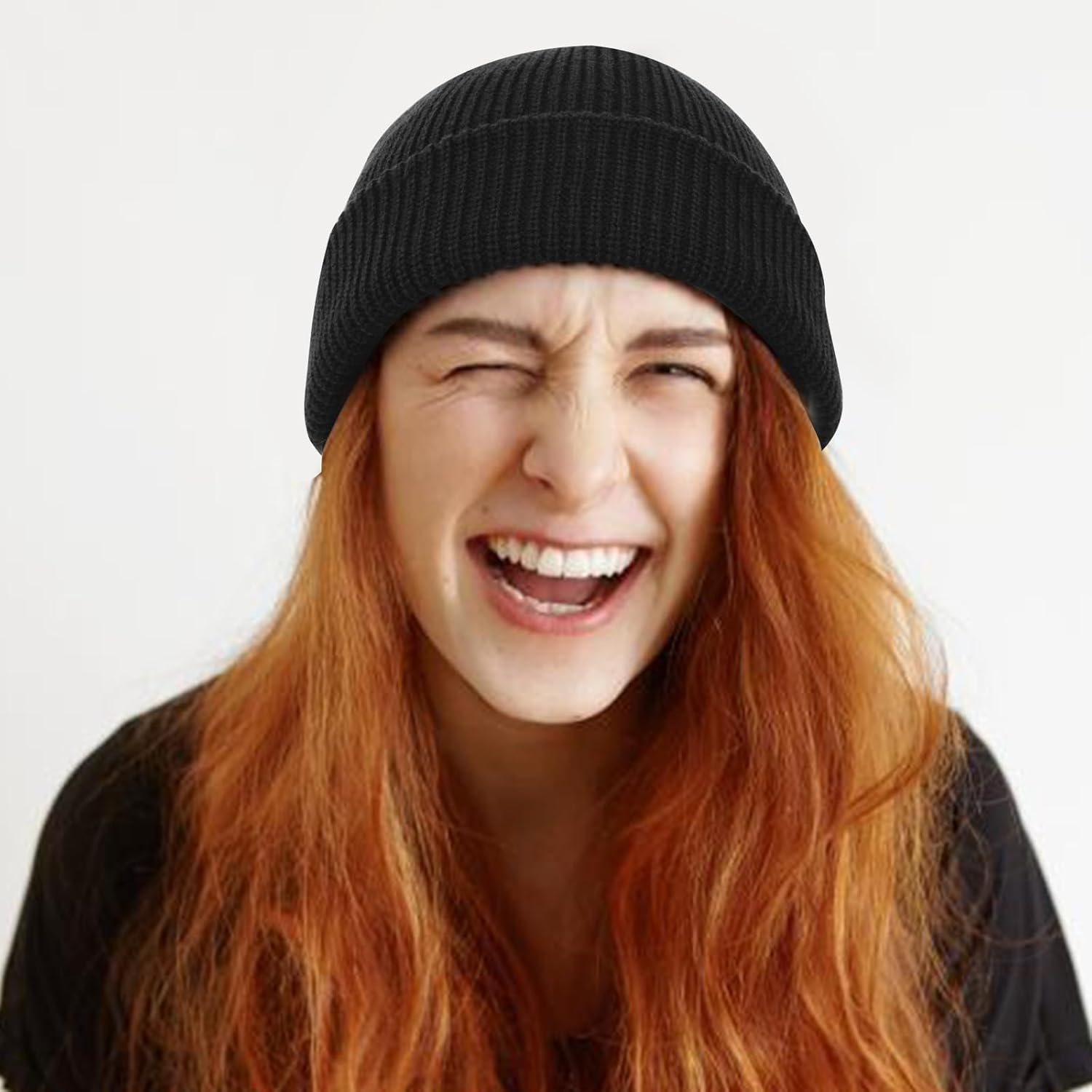 Fisherman Beanie for Men Women, Knit Cuffed Short Beanies Watch Cap, Thermal Cozy Winter Hats Warm Unisex Hat - Image 2