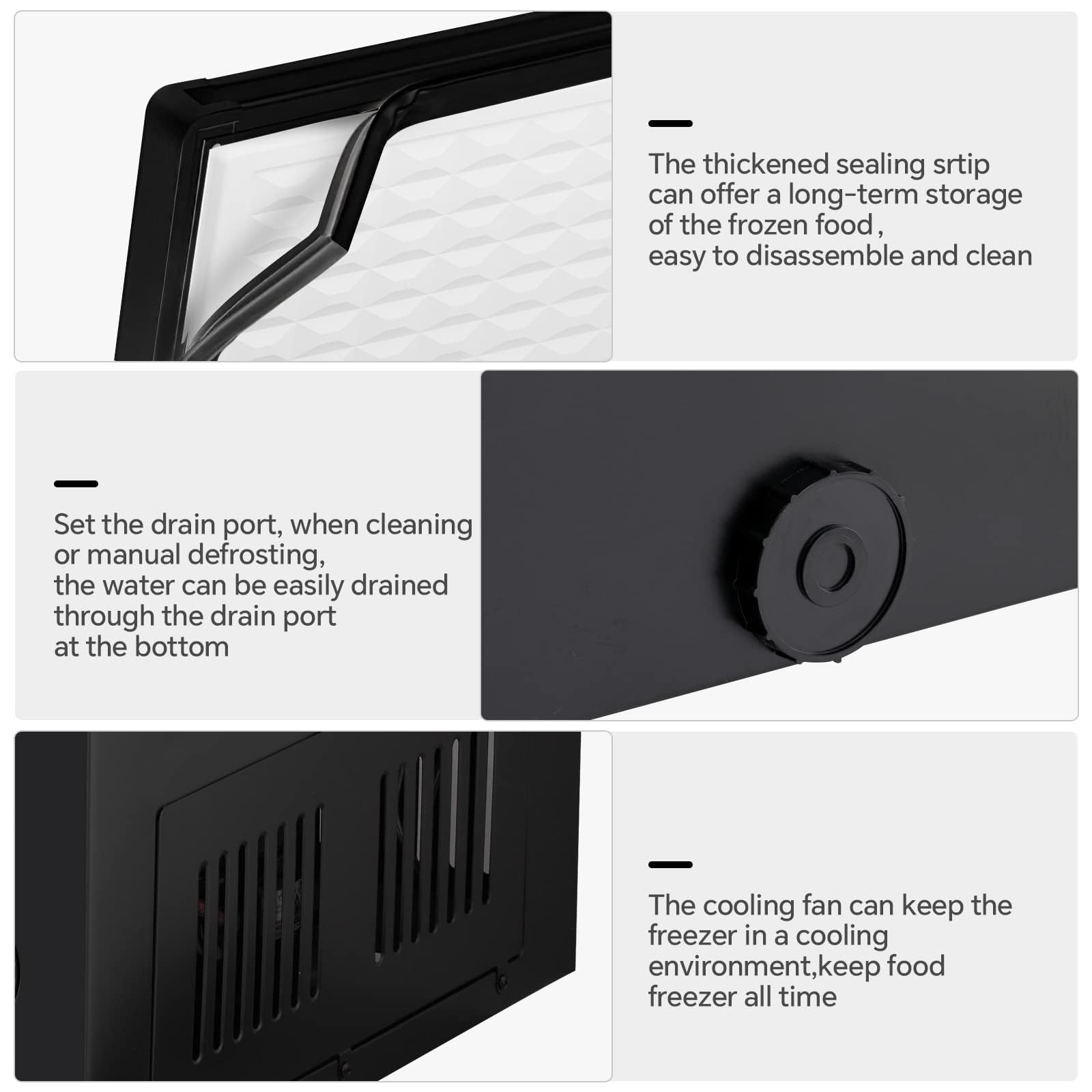 Kismile 3.5 Cubic Feet Chest Freezer With 2 Removable Baskets Free Standing Top Open Door Compact Deep Freezer With Adjustable Temperature For Home/Kitchen/Office/Bar (3.5 Cubic Feet, Black) on Fridge.com - View 5