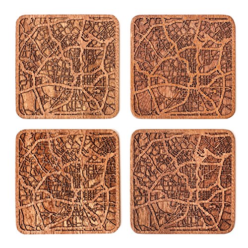 San Antonio Map Coaster by O3 Design Studio, Set Of ...