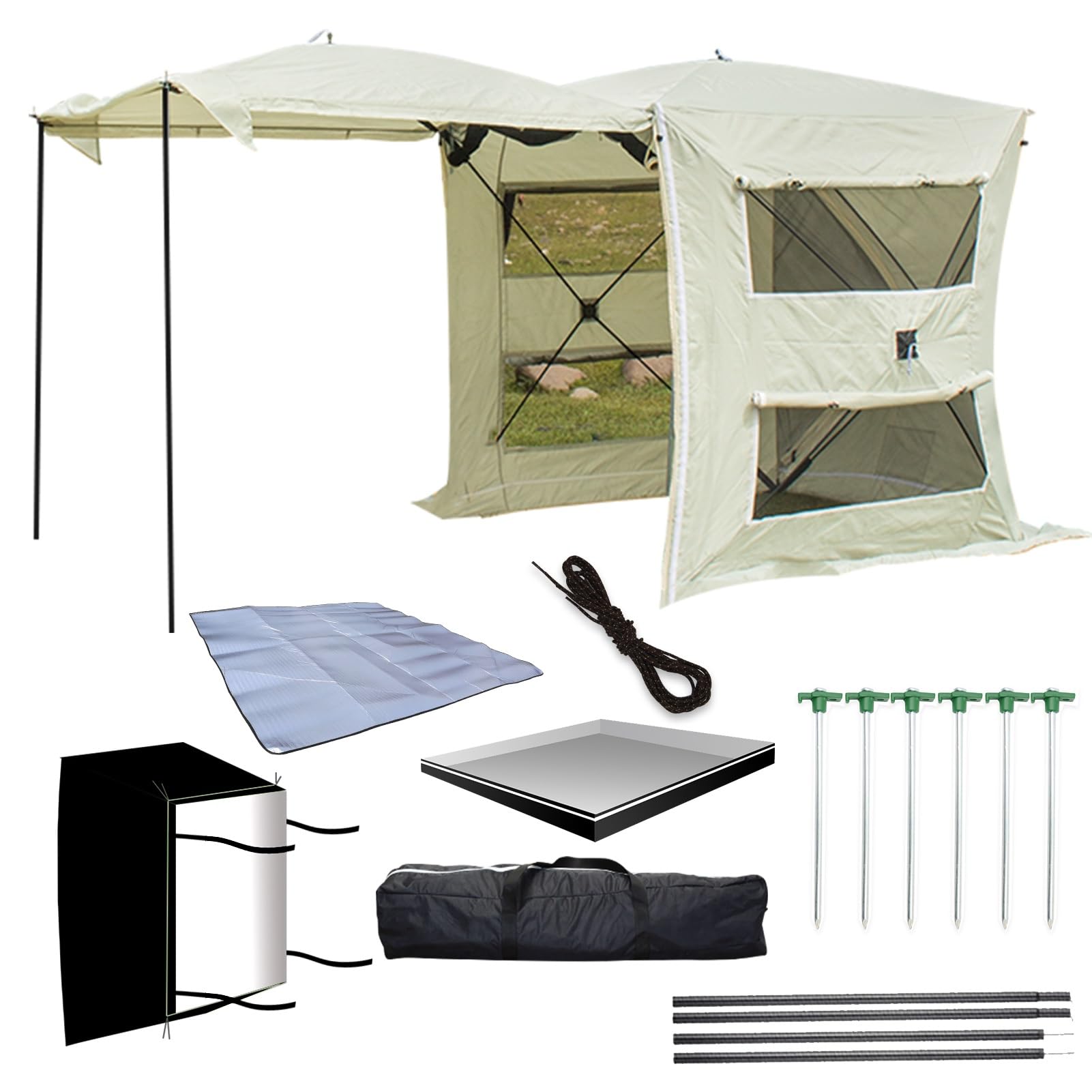 Heckzelt Up für 3-4 Personen | Freistehendes Autozelt mit Schlafkabine, Camping Vorzelt, Markise Ist Abnehmbar, Zelt Freistehend, Heckklappenzelt, Auto Vorzelt(White,Large)