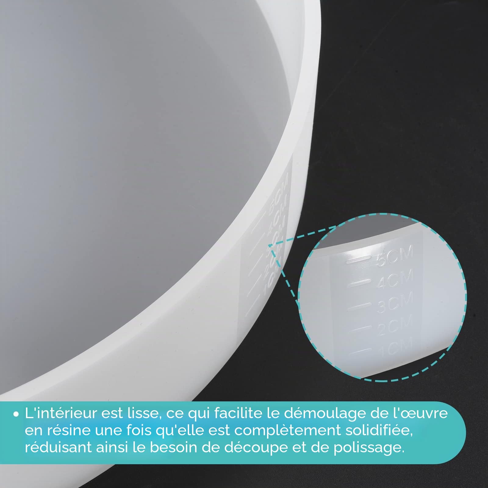 sourcing map Moule à charcuterie en résine et silicone pour planche à charcuterie, 60 cm, moule époxy, planche à découper, table basse pour loisirs créatifs, décoration d'intérieur (rond)