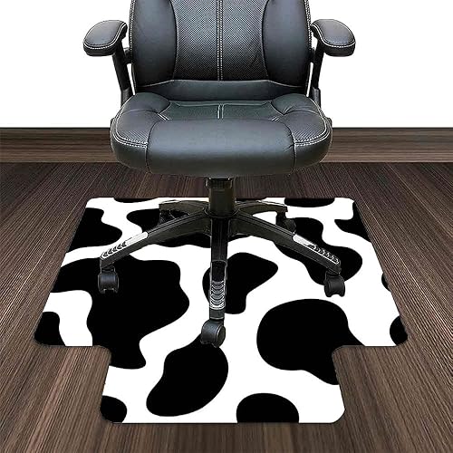 Miniatura 3 de Tapete para silla de escritorio de oficina con diseño de vaca con labios, piel de vaca con manchas negras, estilo abstracto y liso, protege el suelo