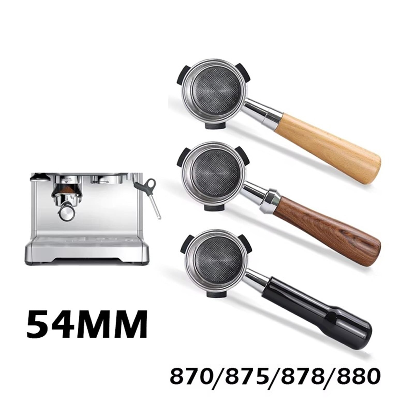 Portafiltro Senza Fondo Per Caffè Da 54 Mm, Compatibile Con Breville, Cestello Filtro Di Ricambio 870 878 880 Strumenti Barista Nudi Accessori Per Caffè Espresso(54mm rosewood-B)