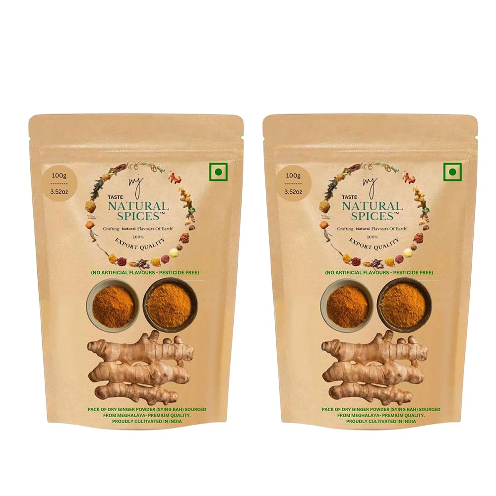 MJ TASTE NATURAL Ginger Powder | 100% Pure & Fresh | Finely Ground Spice for Cooking, Biryani, Herbal Teas & Traditional Dishes | No Preservatives & Packed for Maximum Aroma & Taste (100g), Pack of 2-image-16