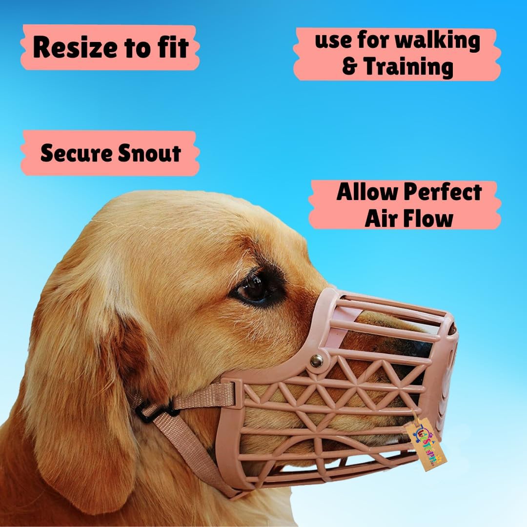 Western Era Adjustable Strap Dog Muzzle - Ensure Pet Safety & Comfort, Prevent Biting Behavior - Perfect for Medium-Sized Dogs, Ideal for Walks, Training & Grooming (Beige Extra Small) 3