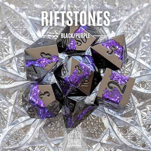 Sage's Portal Metal Riftstone DND Dice 7-PC Polyhedral Dice Set for DND TTRPG Dungeons and Dragons