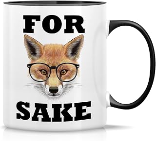 Retreez Funny Mug - For Fox Sake 11 Oz Ceramic Coffee Mugs - Funny, Sarcasm, Sarcastic, Motivational, Inspirational birthday gifts for friends, coworkers - White Mug with Black Handle and Inner