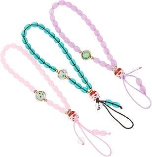 HAKIDZEL 3Pcs Gato Da Sorte Corrente De Telefone Móvel Pulseira De Pulso Pingentes De Telefone Móvel Contas De Cristal Cordão De Suporte De Corrente Para Telefone Colhedores De Telefone