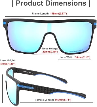 Karsaer Flat Top TR90 Polarized Sports Mens Sunglasses Vintage Square Cycling Running Fishing Golf Hiking Sports Glasses