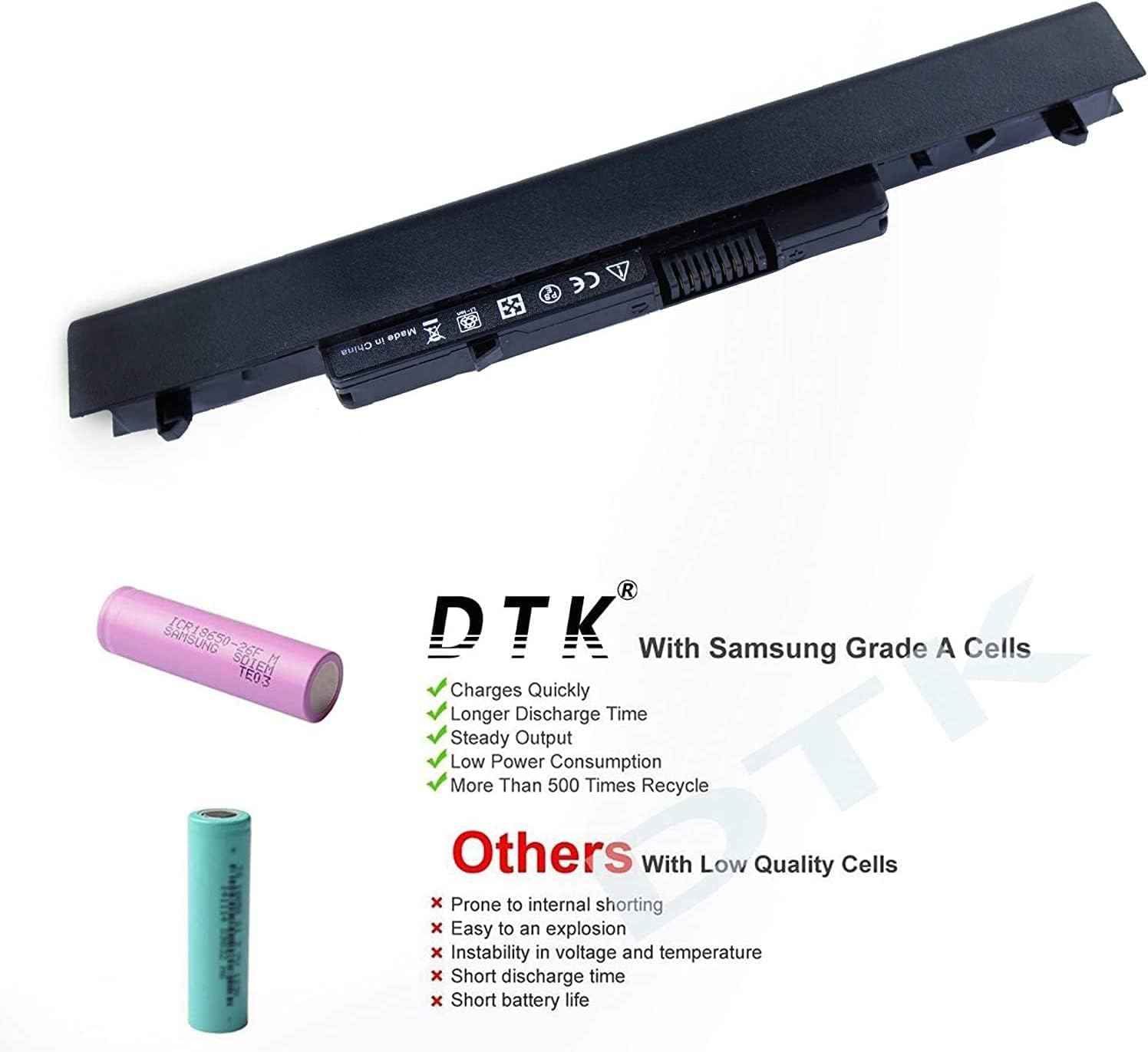 DTK OA04 746641-001 Laptop Battery Replacement for HP 240 G2 / 250 G2 / 255 G2 / CQ14 / CQ15 / 14-r100 TouchSmart Series 15-r200 TouchSmart Series 15-d000ee Series Notebook 14.8V 2200mAh